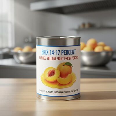 14-17-процентные консервированные желтые фрукты по шкале Brix, свежие персики, подходящие для ресторанов, кафе и предприятий пищевой промышленности.